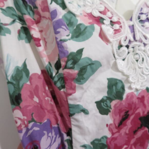 Jessica McClintock Womens Sz 12 Vintage White Floral Off Shoulder Midi Dress - Picture 4 of 9